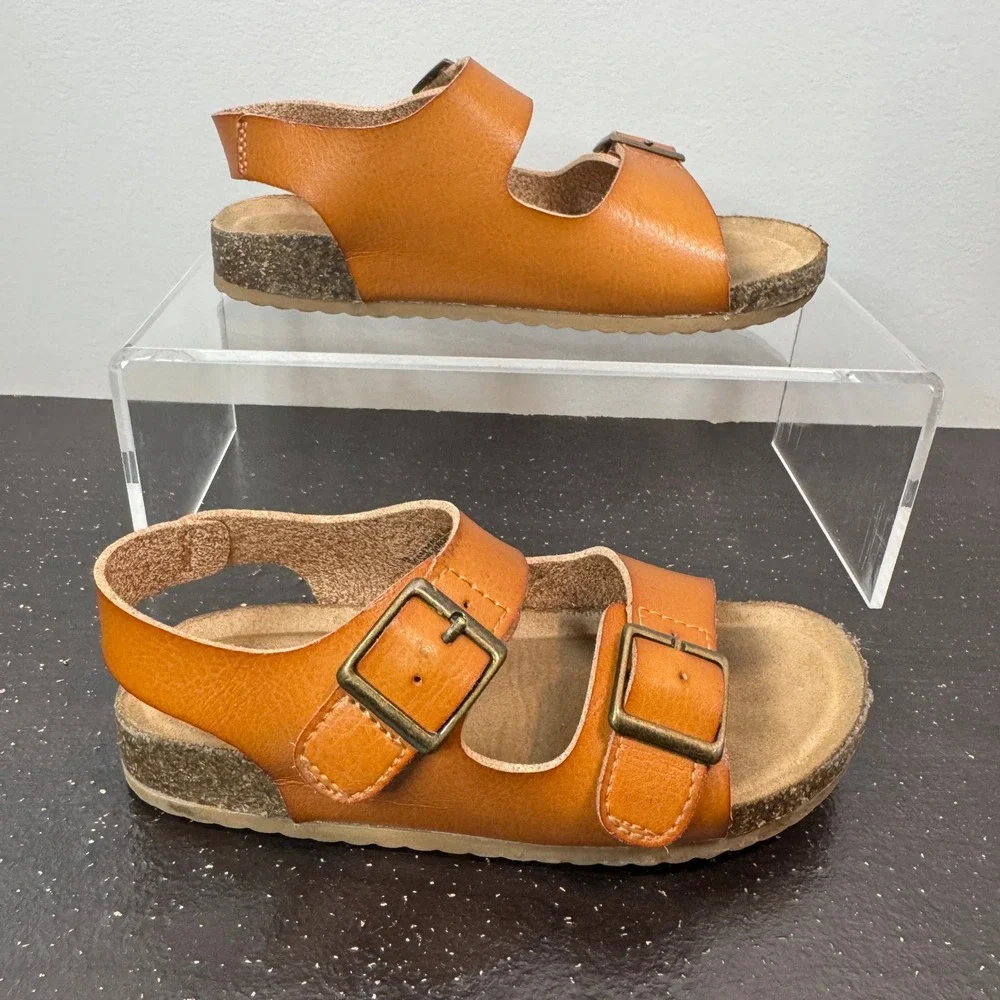 Cat & Jack Unisex Toddler 9 Brown Buckle Sandal Cognac Velcro Straps Summer Shoe